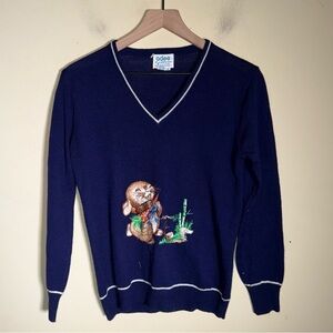VINTAGE ADEE OF CALIFORNIA wool blend embroidered bunny Easter spring sweater M